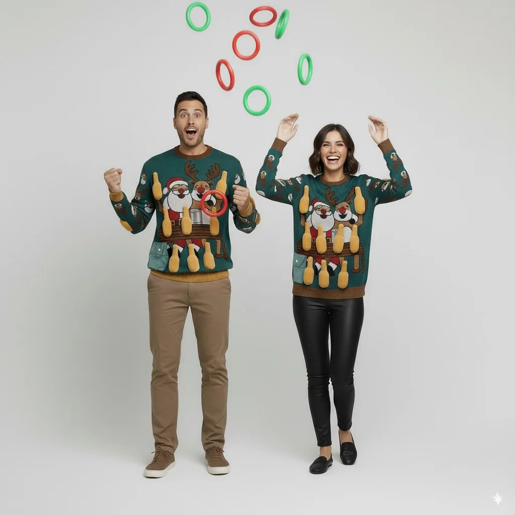 Pull de Noël responsable : coton bio / fibres recyclées — look porté